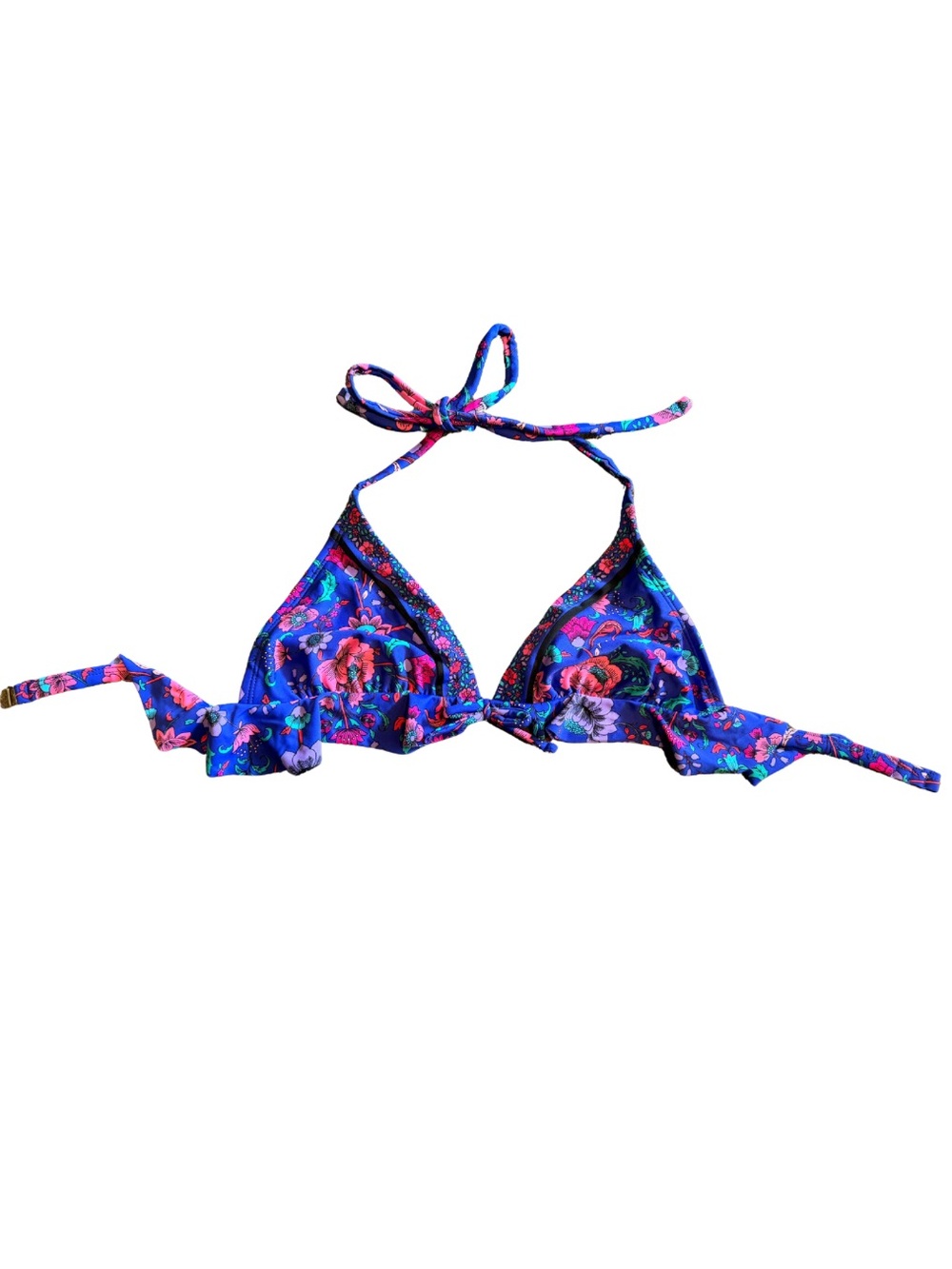 Xhilaration Purple Floral Triangle Bikini Top